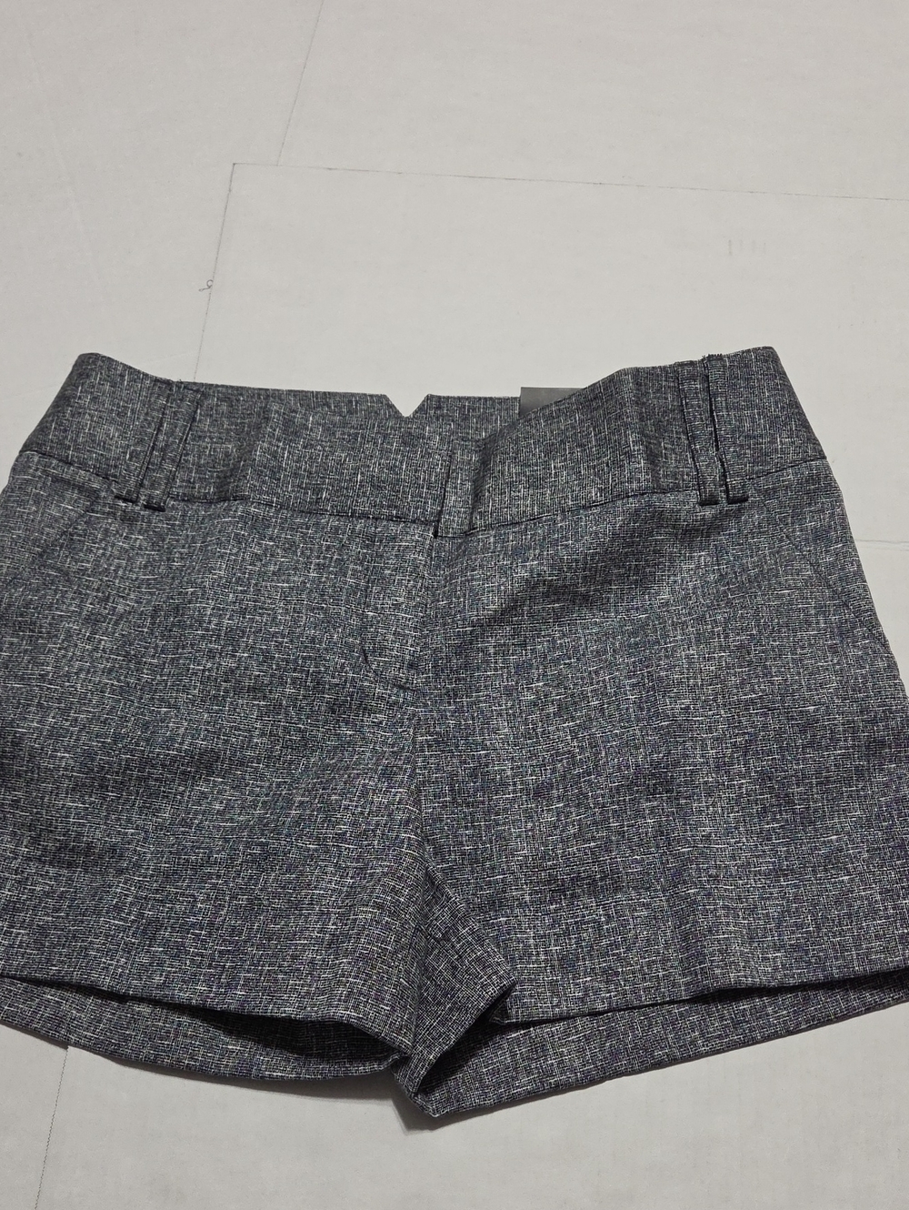 High-Waist Gray Textured Dress Shorts
